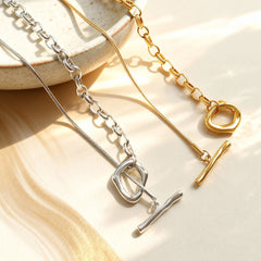 18K Gold-Plated Long Toggle Chain Necklace