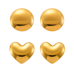 Sculptural Round or Heart Stud Earrings