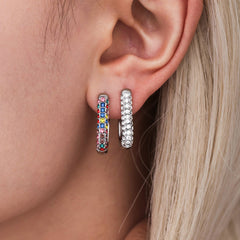 Turquoise & Cubic Zirconia Hoop Earrings