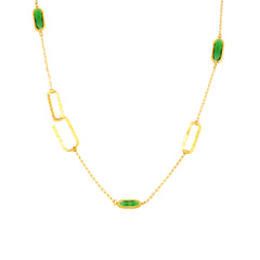 Gold-Tone Faceted Glass Paperclip Link Necklace
