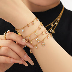 Cubic Zirconia Star Charm Necklace & Bracelet