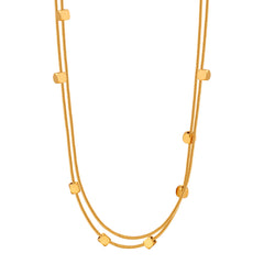 Layered Bead Station Fine Chain Necklace