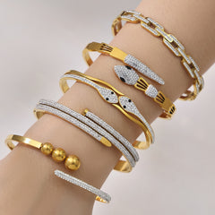 Sculptural Cubic Zirconia Clasp Bracelets