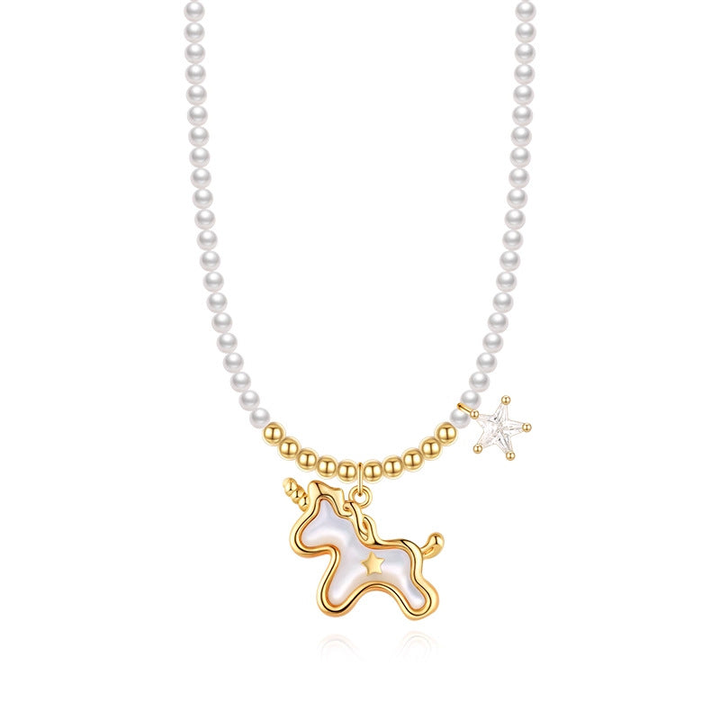 Marielle Pearl Horse Necklace