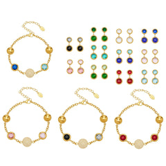 Round Stone Accent Bracelet or Earrings