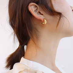18K Gold-Plated & Silver-Tone Crossed Hoop Earrings