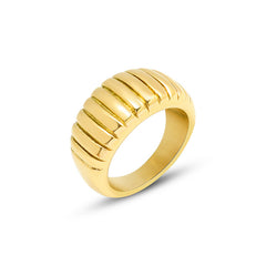Gold-Tone Ribbed Croissant Band Ring