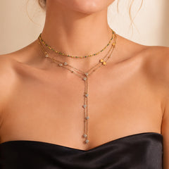 Cubic Zirconia Layered Necklace & Bracelet