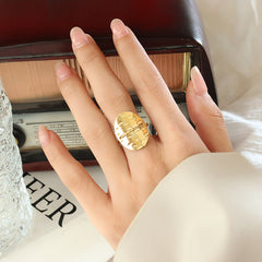 Oval Sculptural Stainless Steel Open Ring