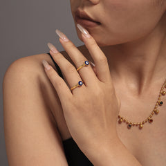 Blue Evil Eye Enamel Band Ring