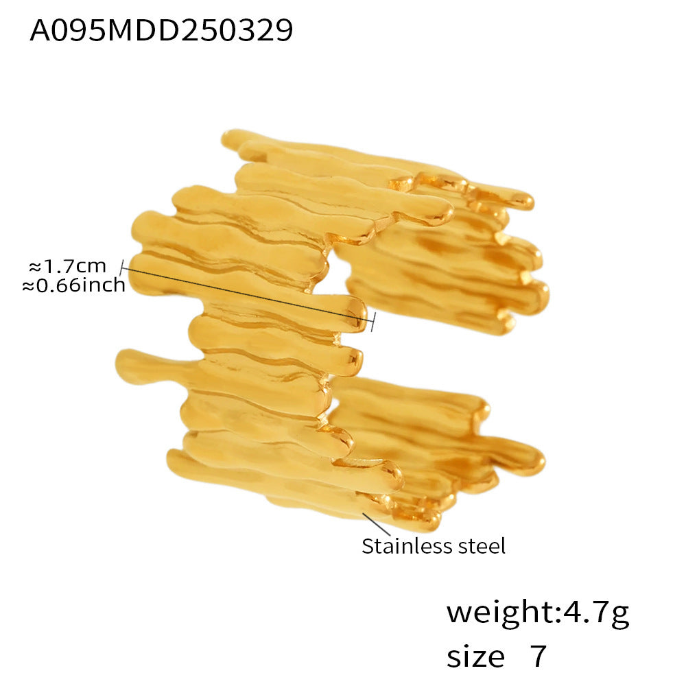 Sculptural Irregular Open Ring in Gold or Two-Tone