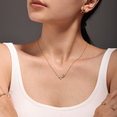 Cubic Zirconia Clover Necklace & Bracelet