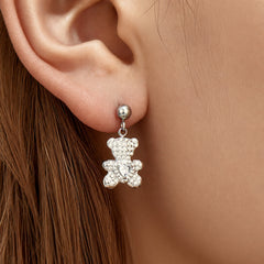 Cubic Zirconia Bear Drop Earrings