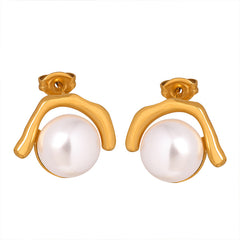 Pearl-Look Sculptural Stud Earrings