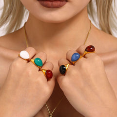 Colored Resin Teardrop Open Ring