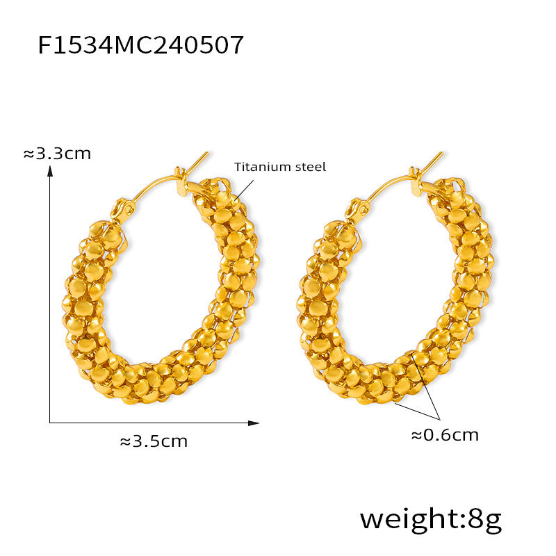 Textured Link-Design Hoop Earrings