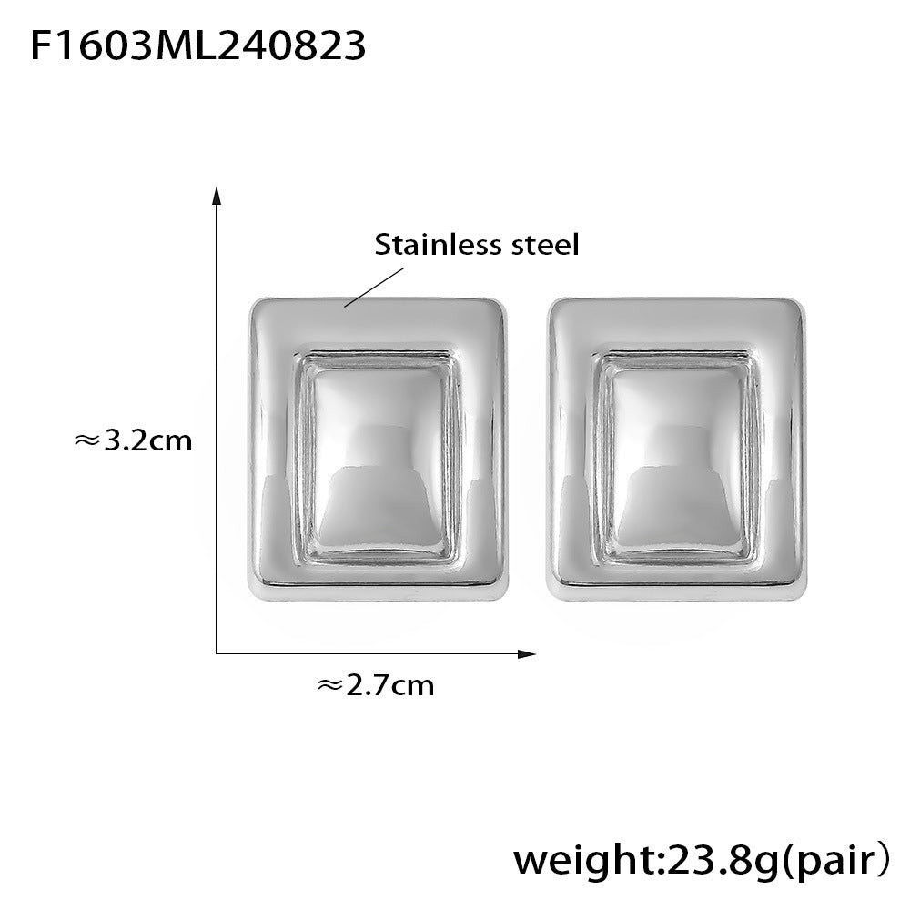 Rectangular Two-Tone Stud Earrings