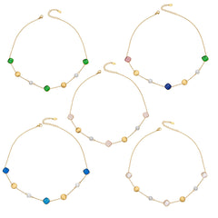 Colorful Cat-Eye-Look Beaded Necklace