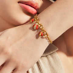 18K Gold-Plated Enamel Ladybug Jewelry
