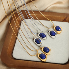 Natural Stone Irregular Pendant Necklace & Earrings