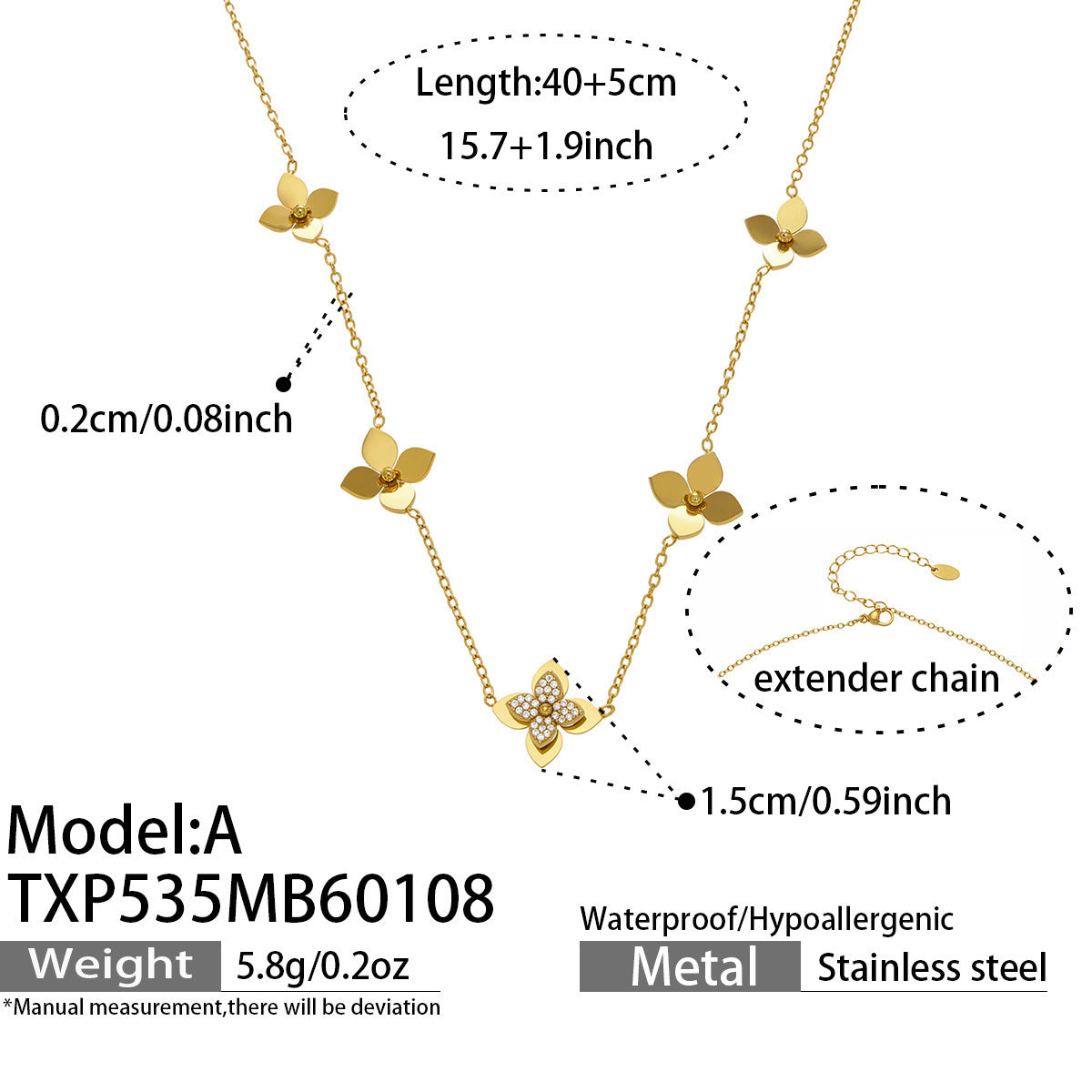 Sculptural Four-Petal Cubic Zirconia Flower Jewelry