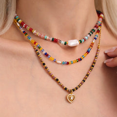 Multicolor Natural Stone Bead Necklace