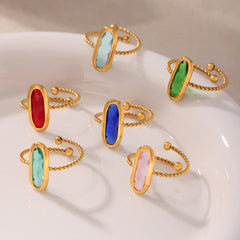 Czech Glass Bead-Band Open Ring