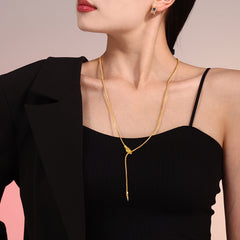 Snake-Head Y-Pendant Stainless Steel Necklace