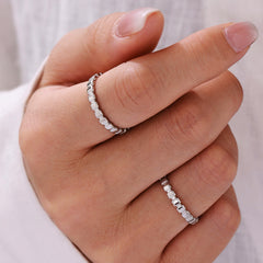 Slim Square Bead Band Ring