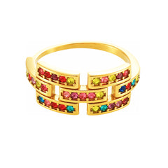 Cubic Zirconia Geometric Open Ring