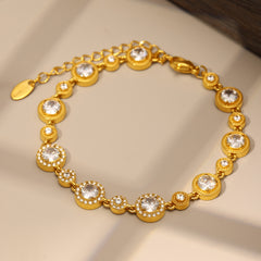 18K Gold-Plated Cubic Zirconia Link Bracelet