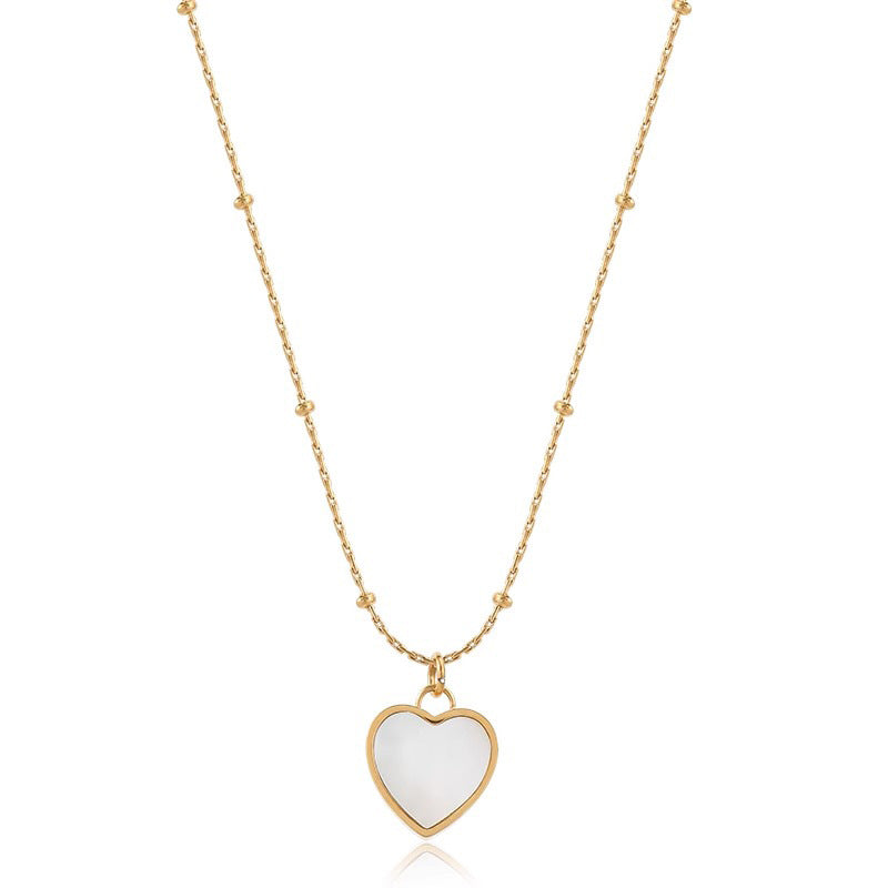 Nicolette Vintage-Inspired White Mother-of-Pearl Heart Pendant Necklace