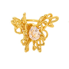 18K Gold-Plated Cubic Zirconia Butterfly Ear Cuff — Single