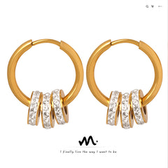 Stone Accent Multi-Ring Hoop Earrings
