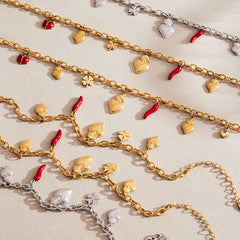18K Gold-Plated Chili and Heart Charm Jewelry
