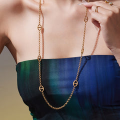 18K Gold-Plated Open Link Long Necklace
