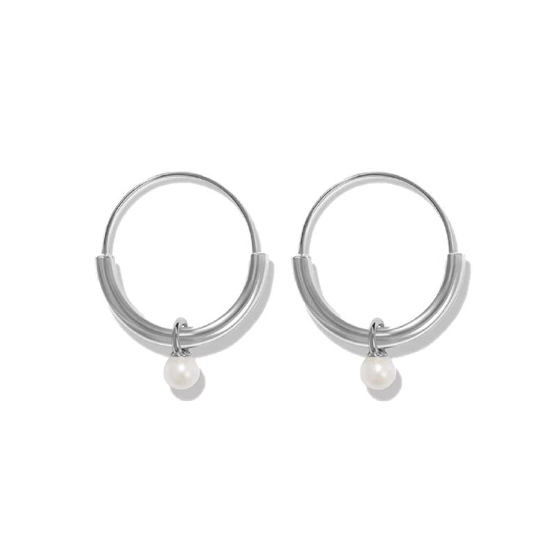 Marielle Pearl Oval Hoop Earrings