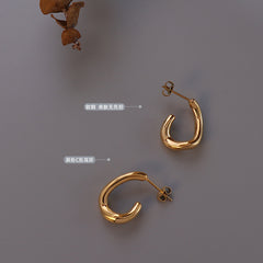 18K Gold-Plated Sculptural C-Hoop Earrings