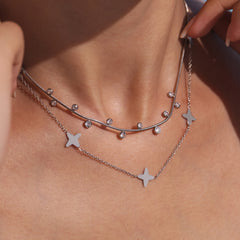 Cubic Zirconia Clover & Bead Layered Necklaces