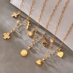 Cross & Celestial Charm Necklace & Bracelet