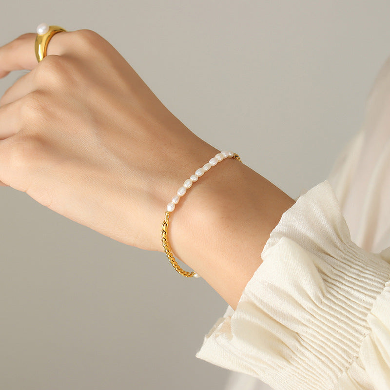 18K Gold-Plated Freshwater Pearl Toggle Bracelet