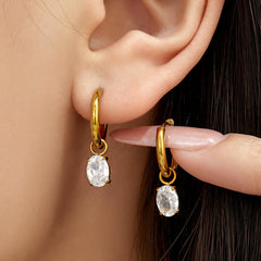 18K Gold-Plated Cubic Zirconia Pendant or Hoop Earrings