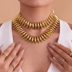 18K Gold-Plated Sculptural Spike Link Jewelry