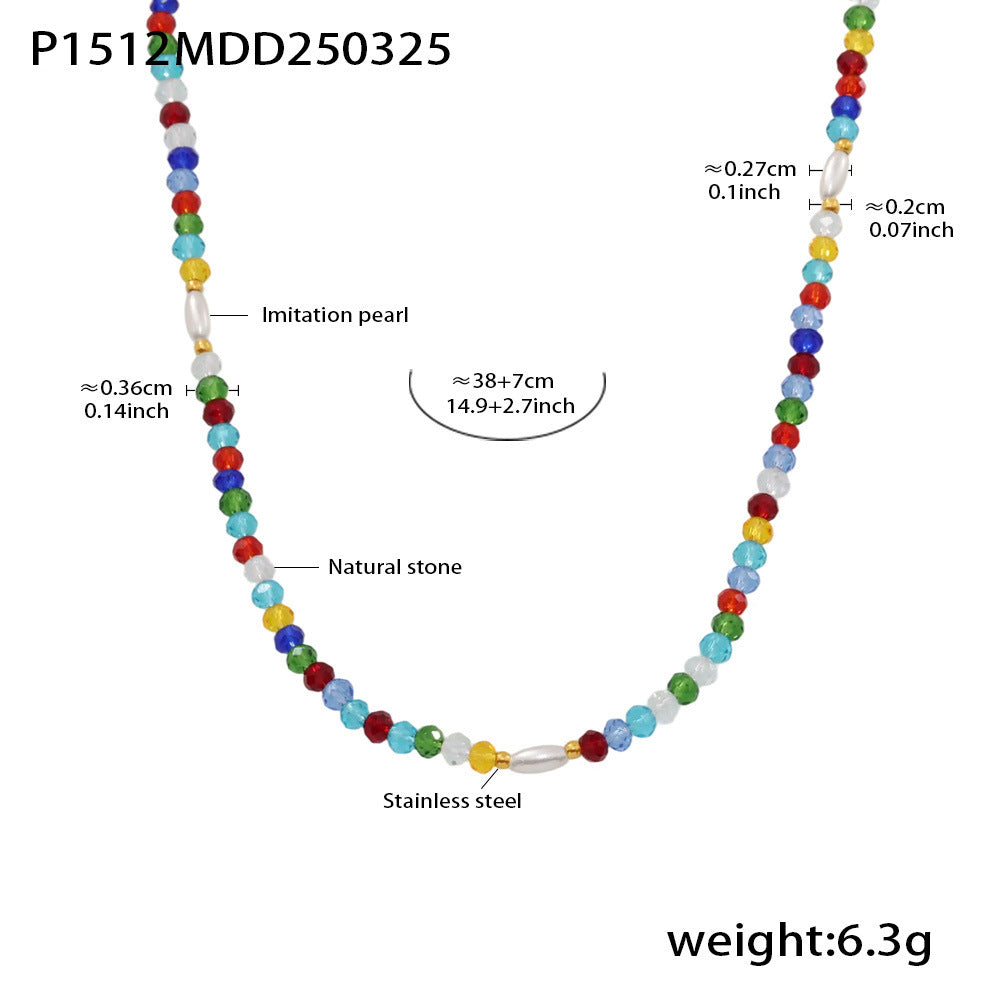 Multicolor Natural Stone Bead Necklace