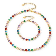 18K Gold-Plated Cubic Zirconia Tennis Necklace or Bracelet