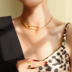 Gold-Tone Safety Pin Pendant Necklace