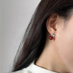 Nadine Vintage-Inspired Red Agate Stud Earrings