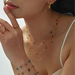 Natural Stone Rectangle Bead Necklace