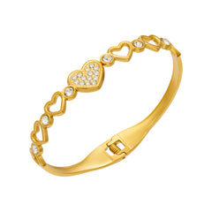 Gold-Tone Cubic Zirconia Heart Bangle Bracelet