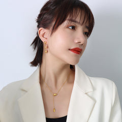 18K Gold-Plated LUCKY Tag Drop Necklace